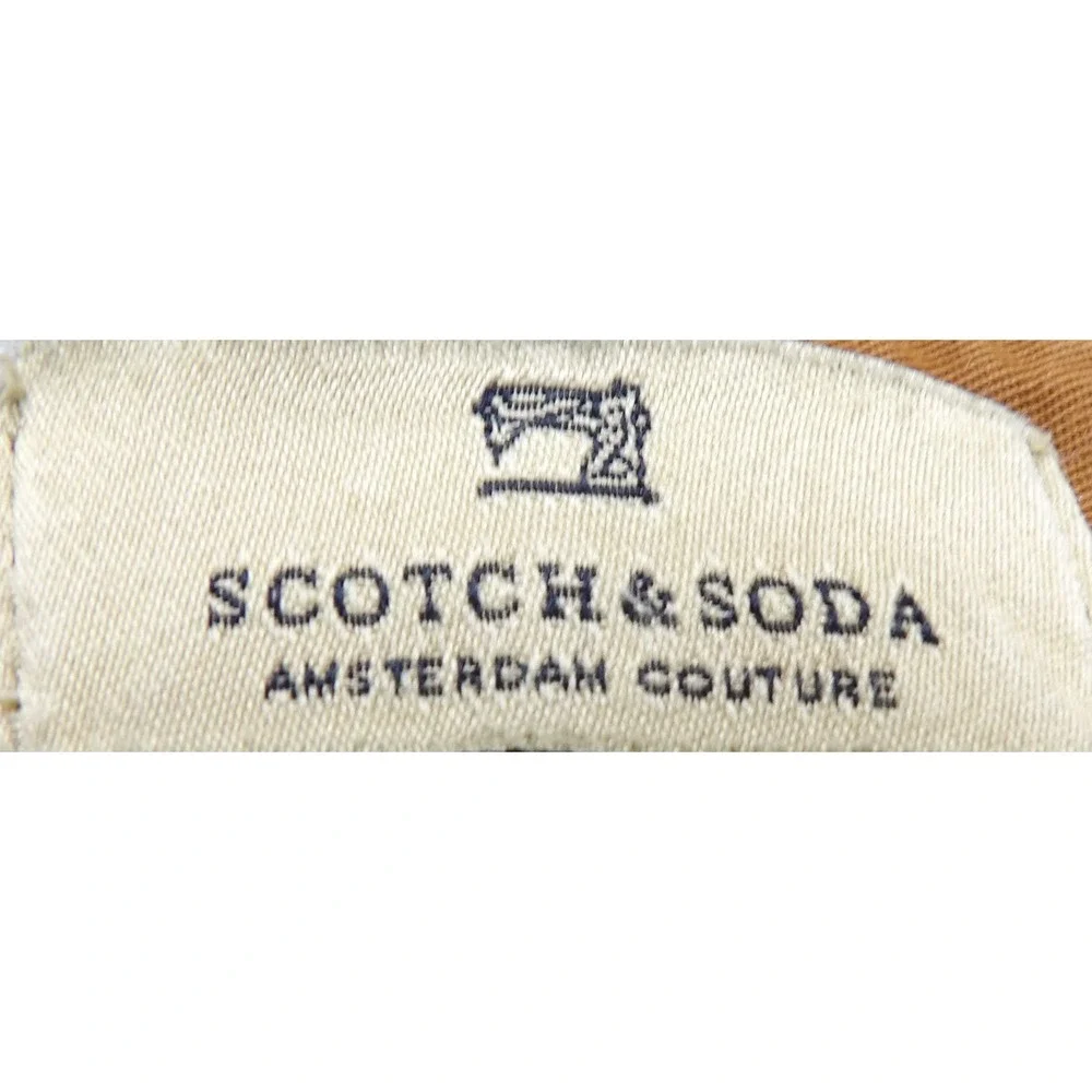 Scotch & Soda Mott Chino Pants Men 32x32 Cotton Stretch Slim Brown Khaki Trouser